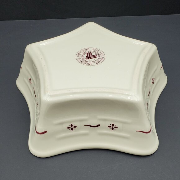 Longaberger Woven Traditions Red Star Shaped Bowl Paprika Casserole Serving Dish - Picture 6 of 7